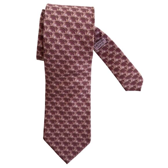 Lanvin Paris Mosaic Art Deco Pink Purple Geometric French Luxury Tie 100% Silk - Picture 2 of 9